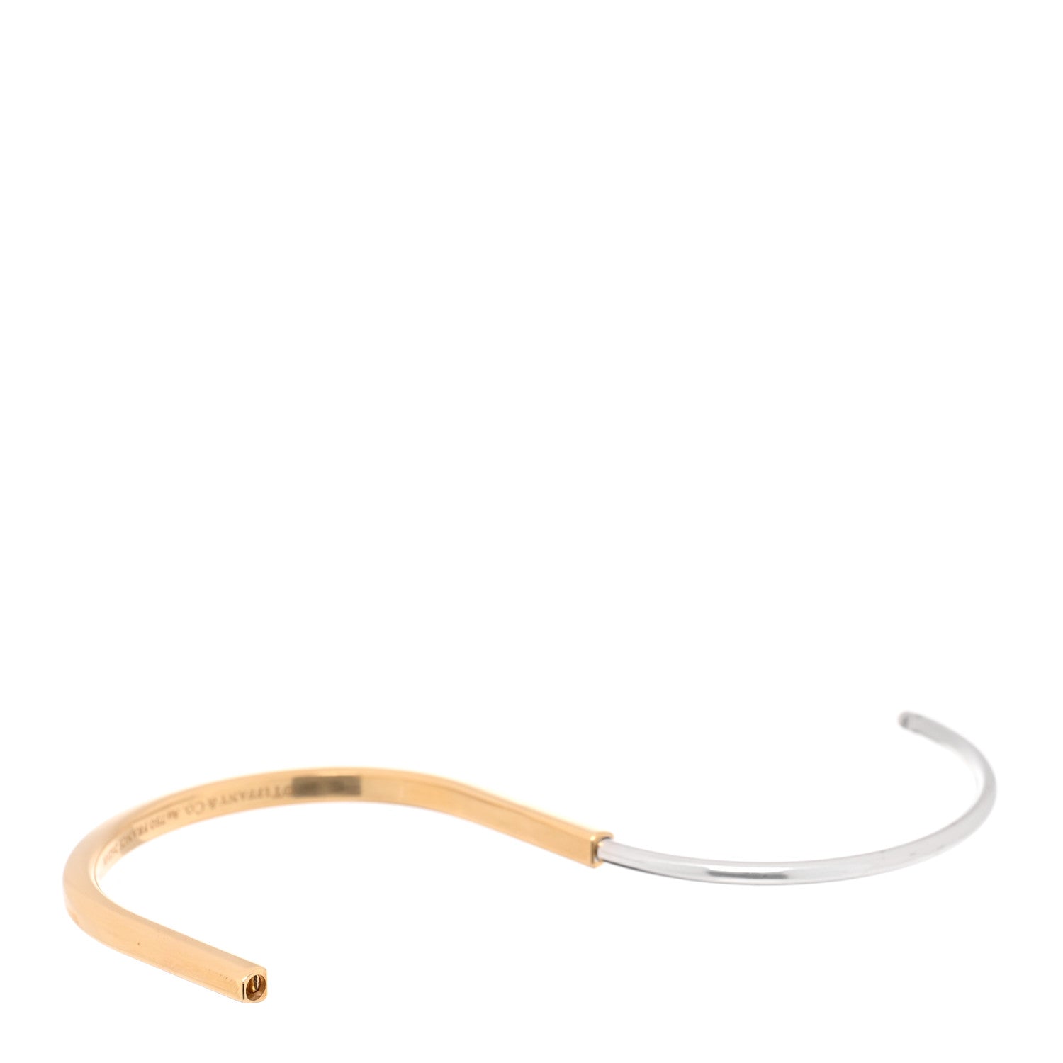Tiffany 18K Yellow White Gold Lock Narrow Bangle Bracelet 5 of 6