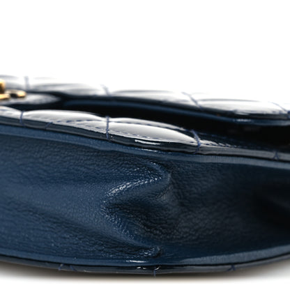 Chanel Patent Goatskin Quilted CC Eyelet Wallet On Chain WOC Blue 11 of 12
