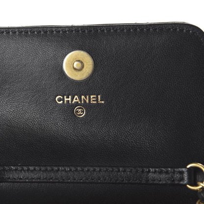Chanel Lambskin Quilted Pearl Crush Clutch With Chain Black 8 of 12