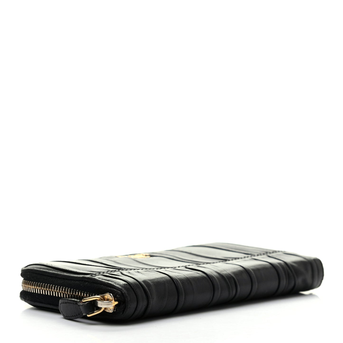 Nappa Gaufre Zip Around Wallet Black