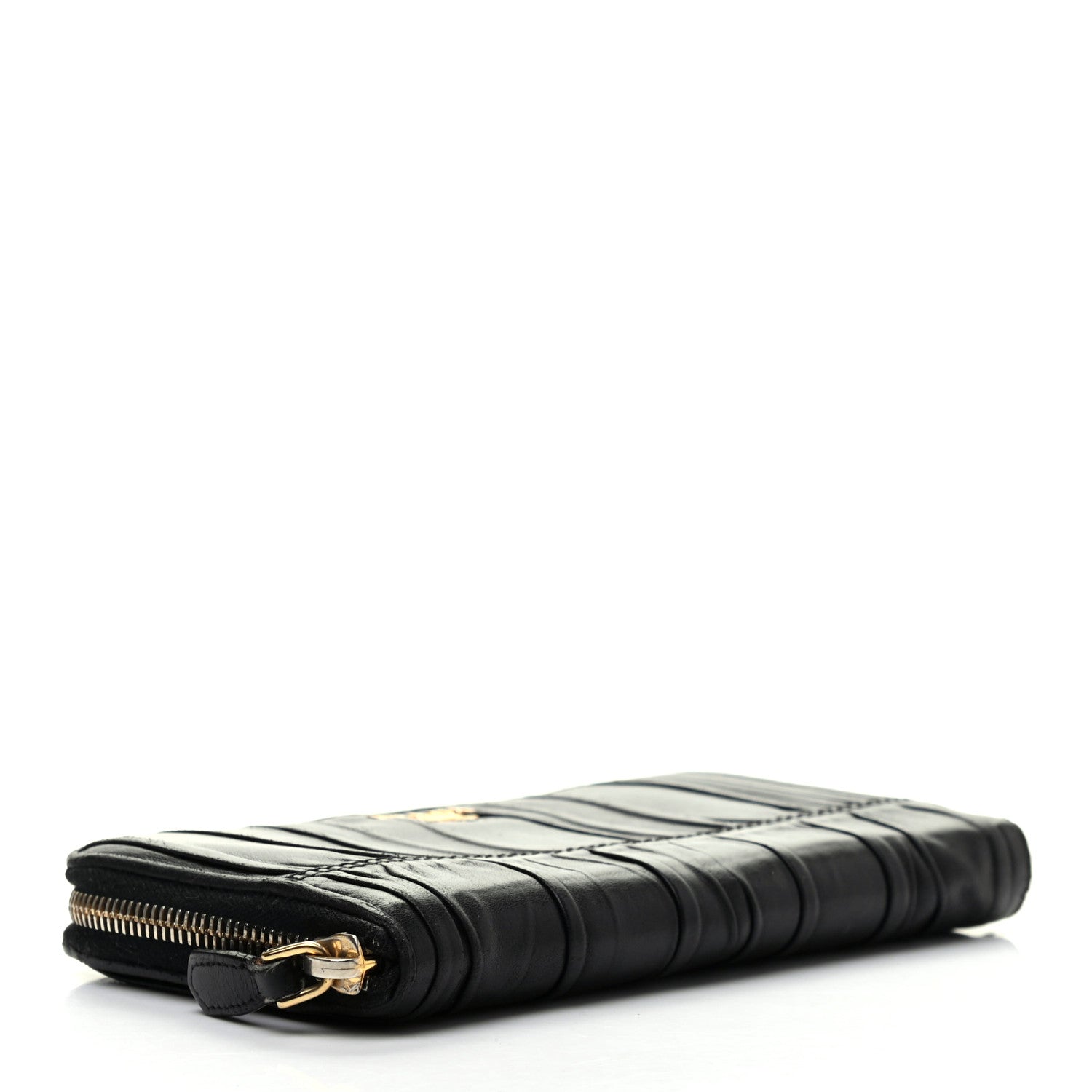 Prada Nappa Gaufre Zip Around Wallet Black 4 of 8