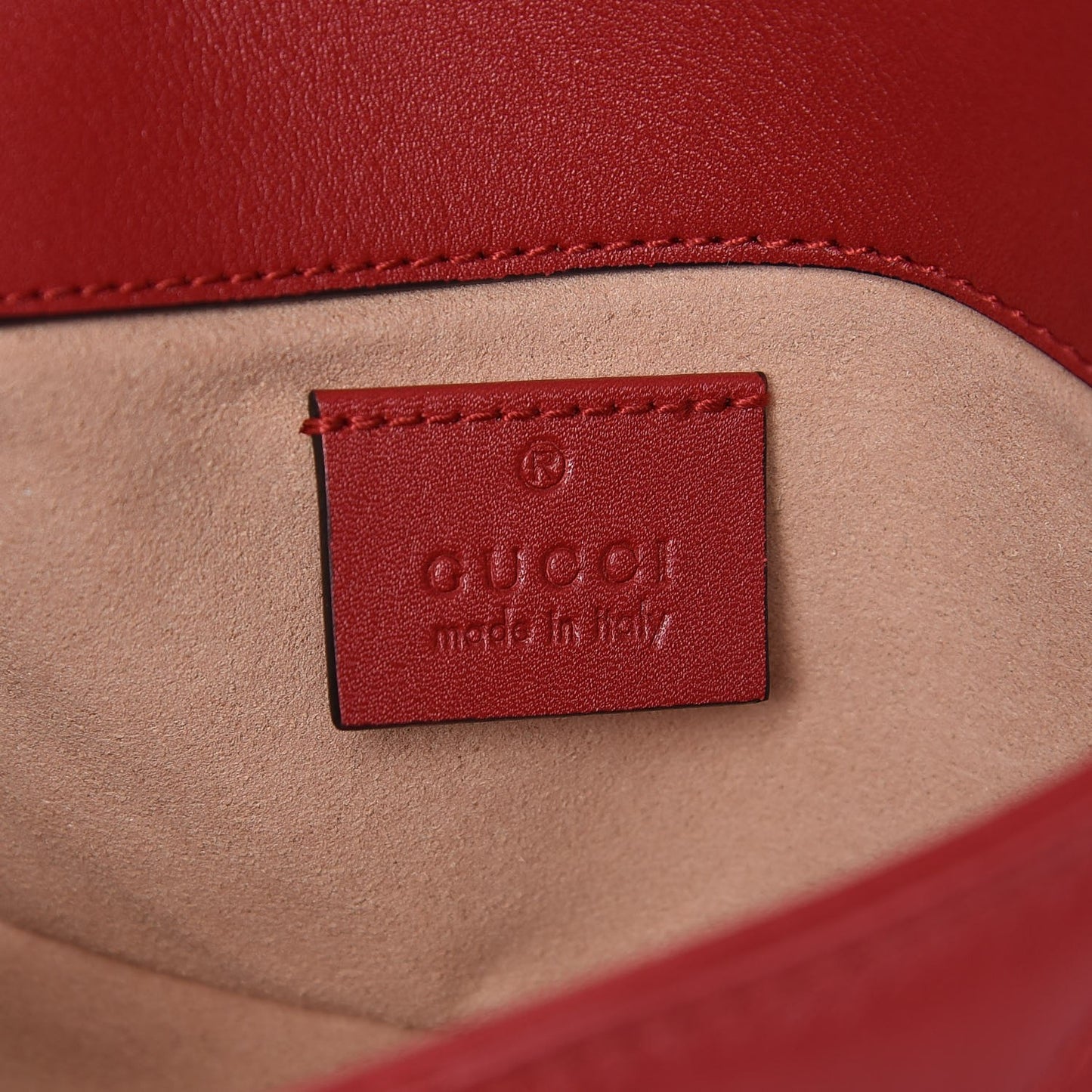 Calfskin Matelasse Super Mini GG Marmont Shoulder Bag Hibiscus Red