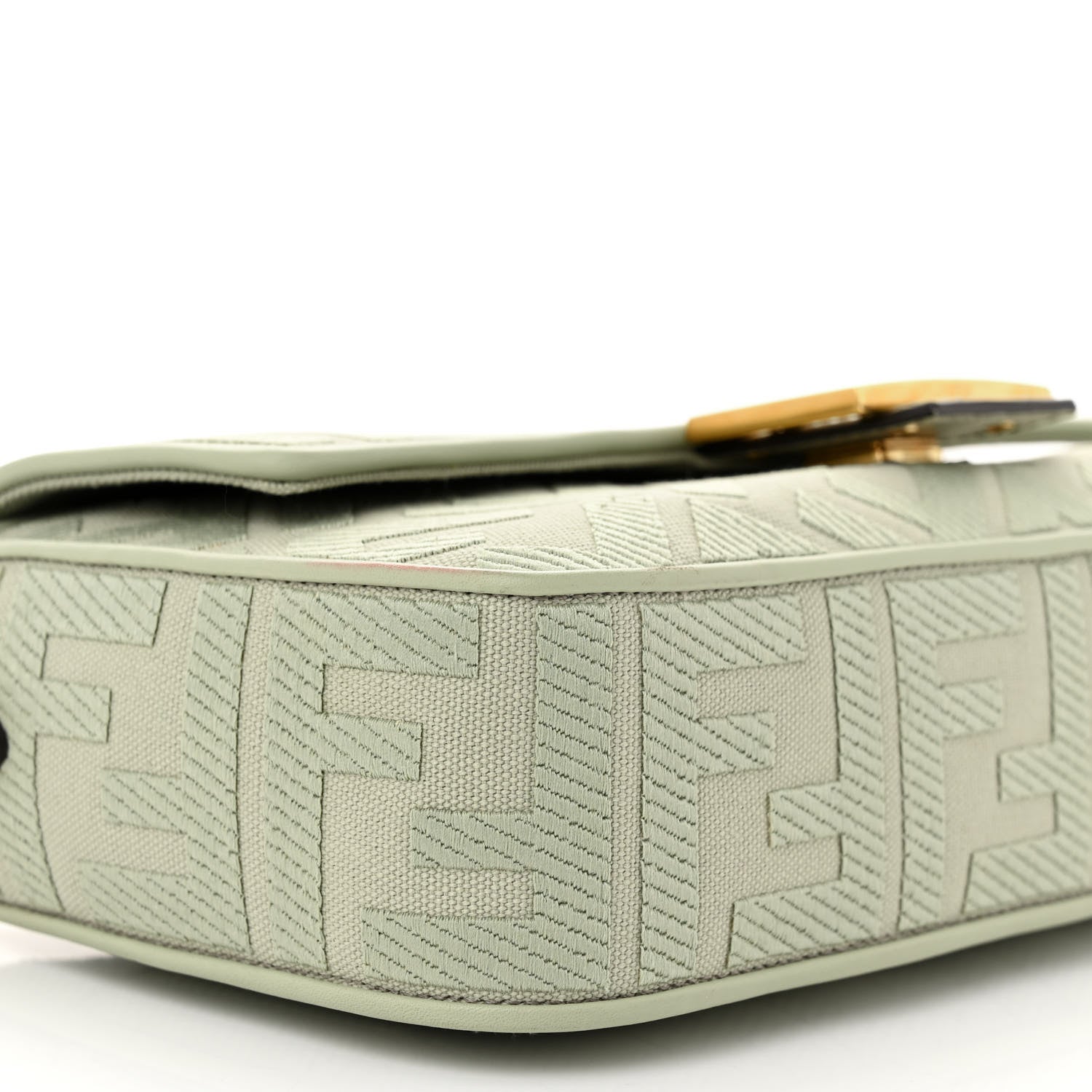 Fendi Canvas Vitello King FF Embroidered Baguette Green Tea 9 of 12