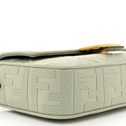 Fendi Canvas Vitello King FF Embroidered Baguette Green Tea 9 of 12