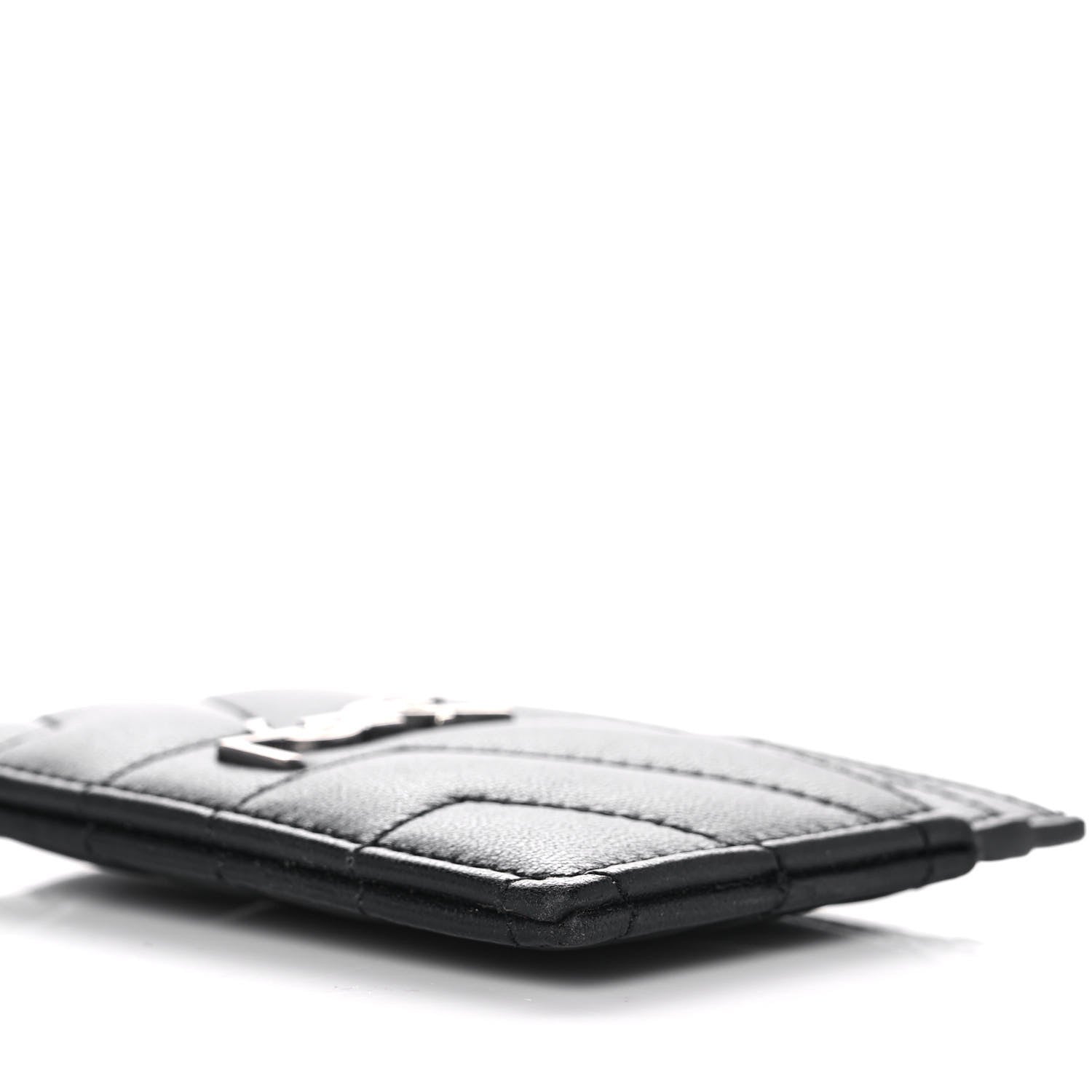 Saint Laurent Calfskin Y Quilted Monogram LouLou Credit Card Case Black 10 of 10