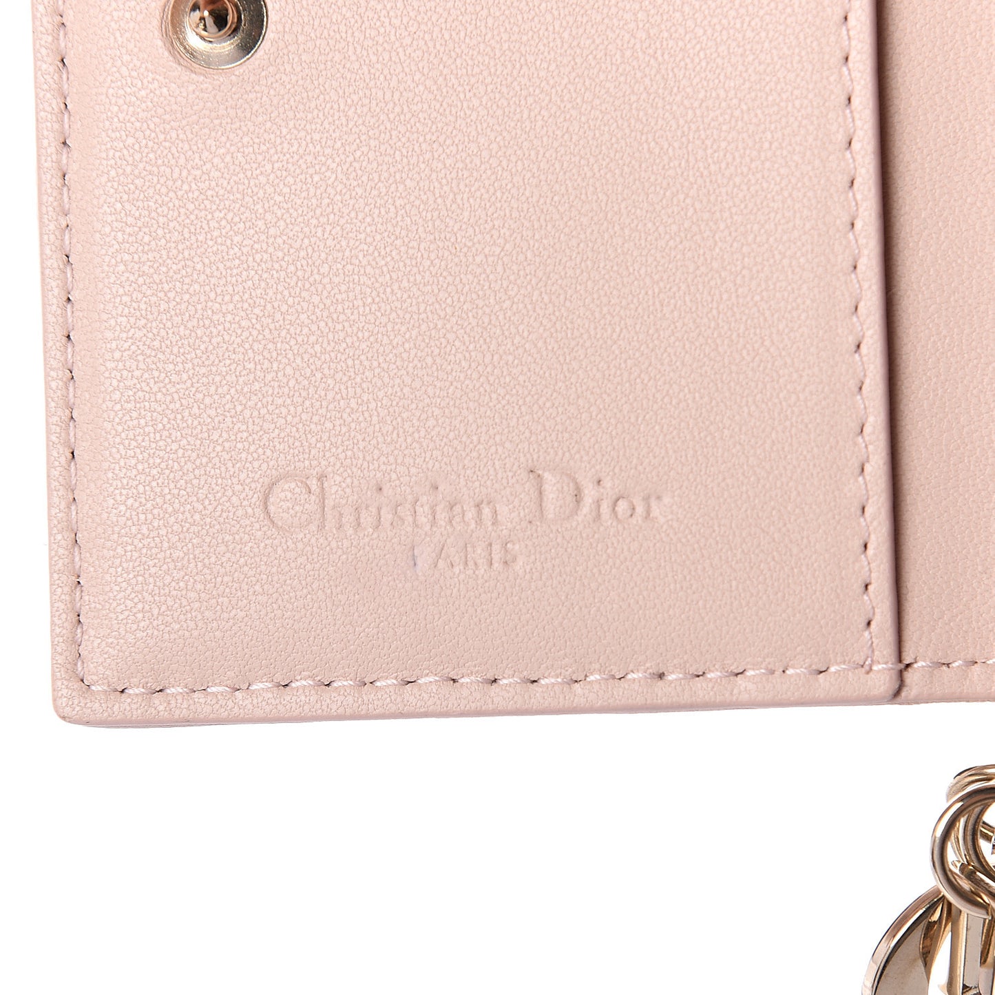 Lambskin Cannage Small Lady Dior Flap Card Holder Light Pink