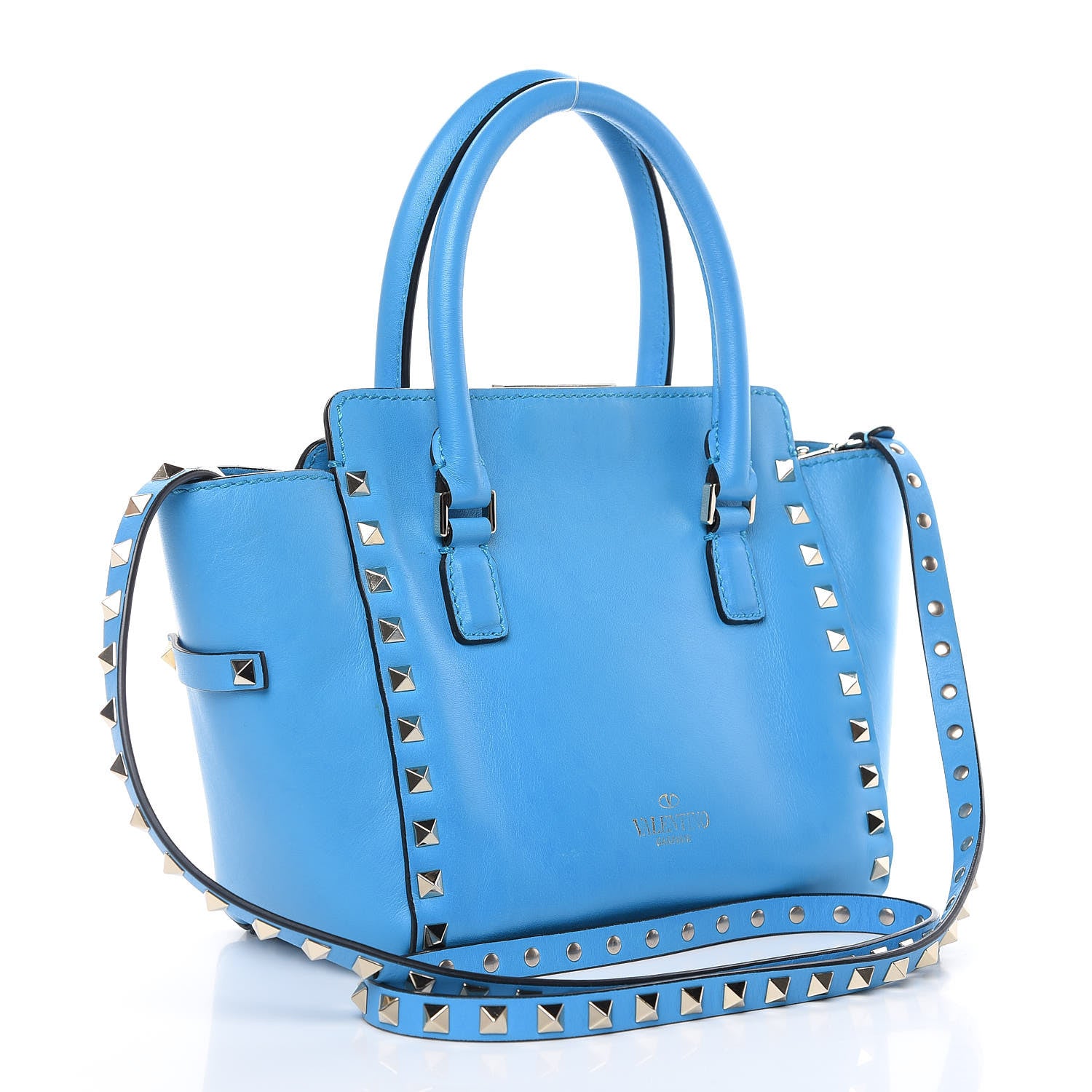 Valentino Garavani Vitello Mini Rockstud Double Handle Tote Parrot 3 of 17