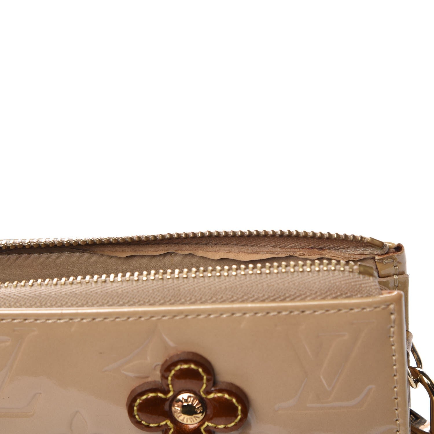 Louis Vuitton Vernis Lexington Fleurs Pochette Beige 308988