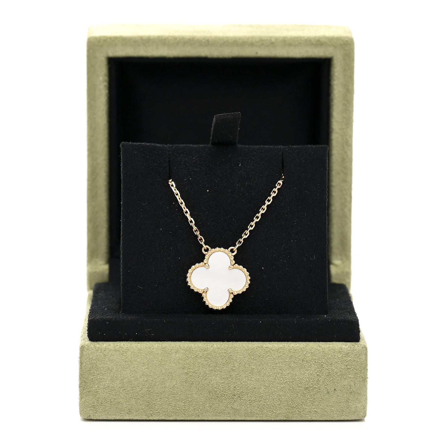 18K Yellow Gold Mother of Pearl Vintage Alhambra Pendant Necklace