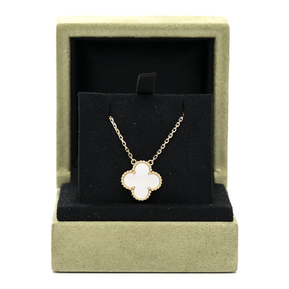 Van Cleef & Arpels 18K Yellow Gold Mother of Pearl Vintage Alhambra Pendant Necklace 6 of 6