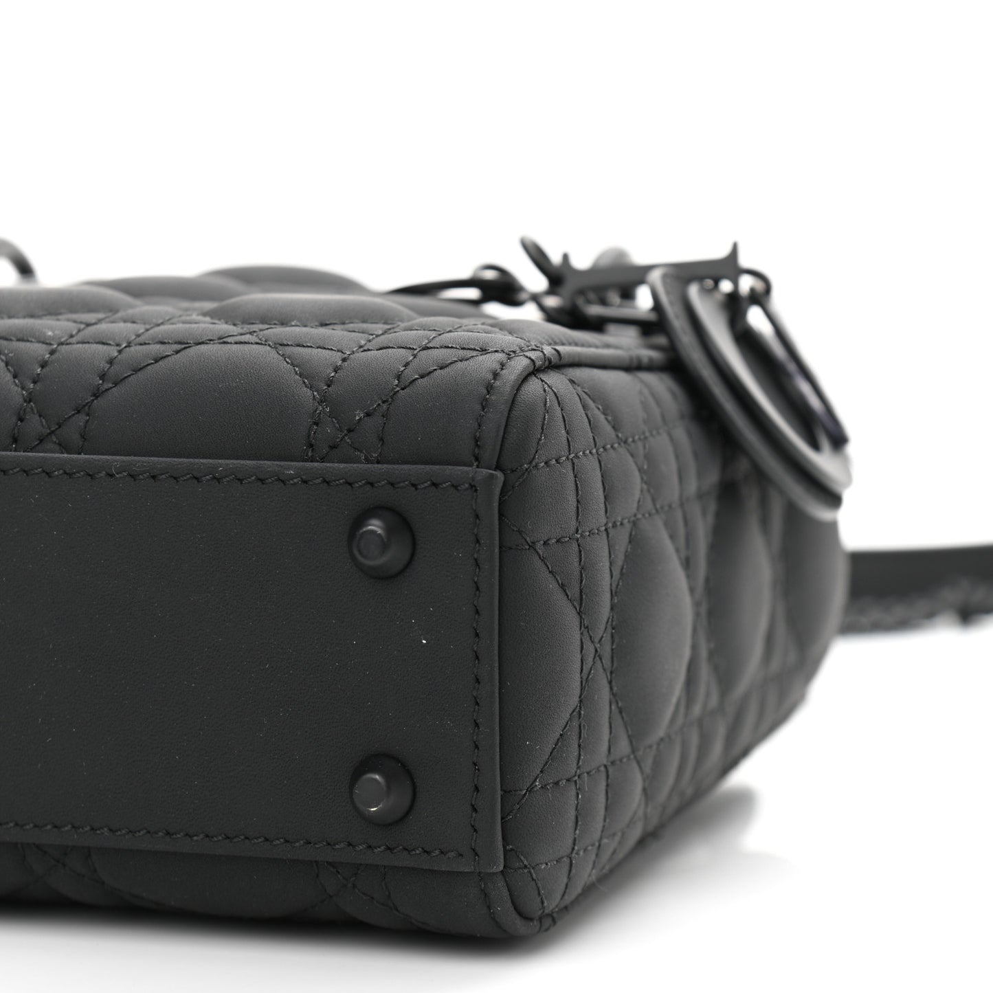 Ultra Matte Calfskin Cannage Mini Lady Dior Black