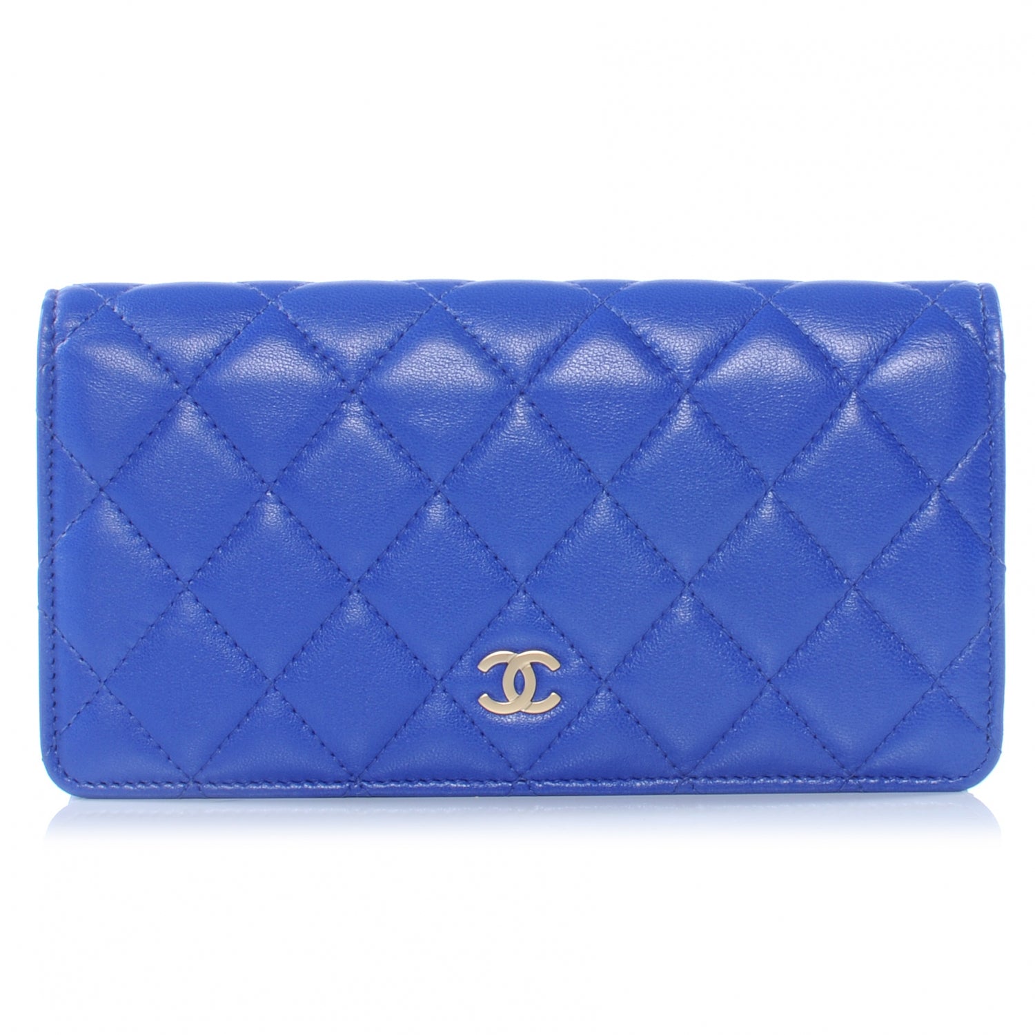 Chanel Lambskin Quilted Yen Wallet Bright Blue 1 of 8