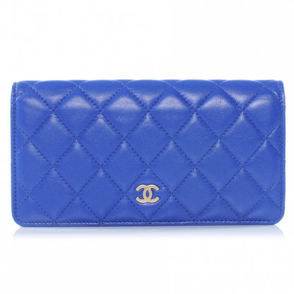 Chanel Lambskin Quilted Yen Wallet Bright Blue 1 of 8