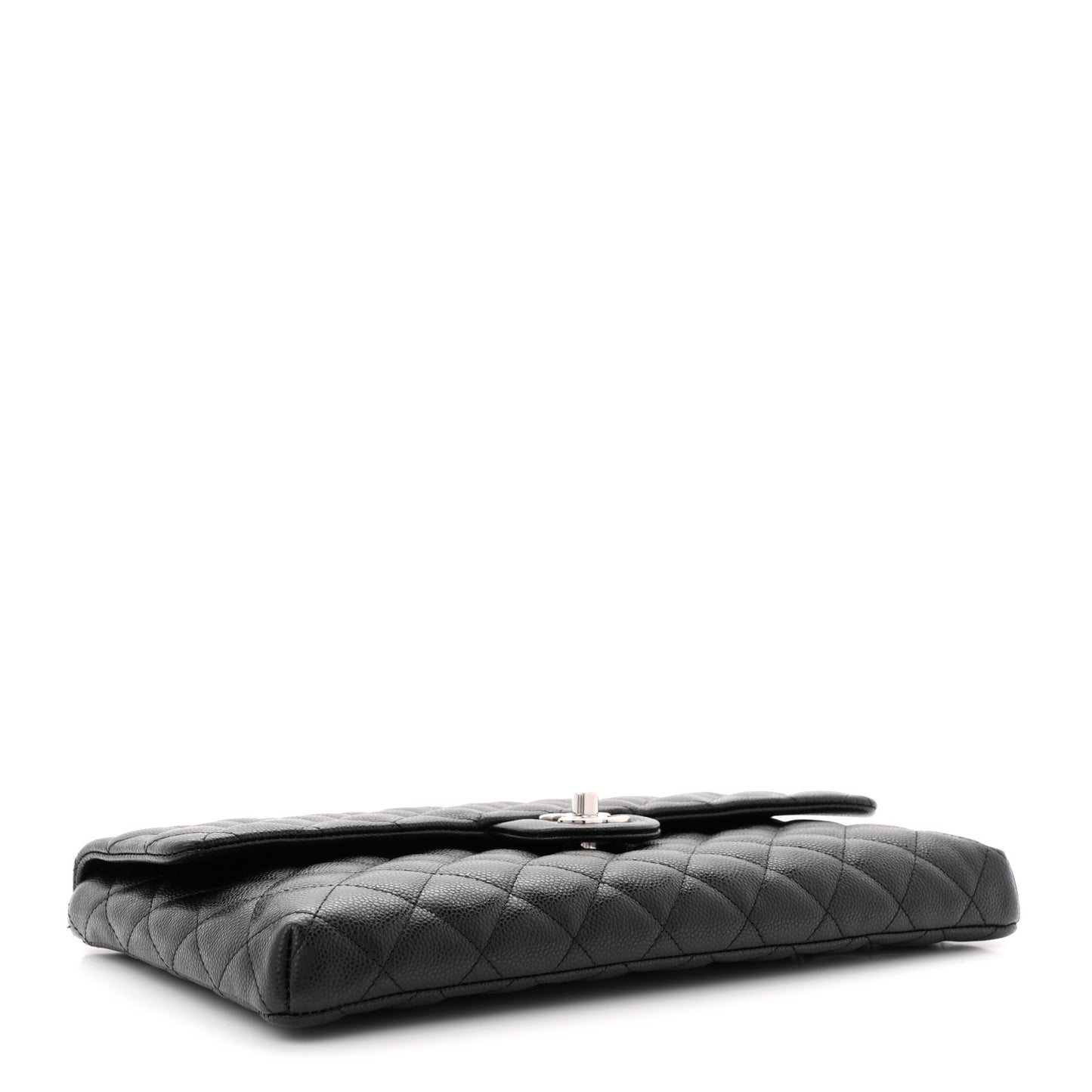 Caviar Quilted Flap Clutch Black