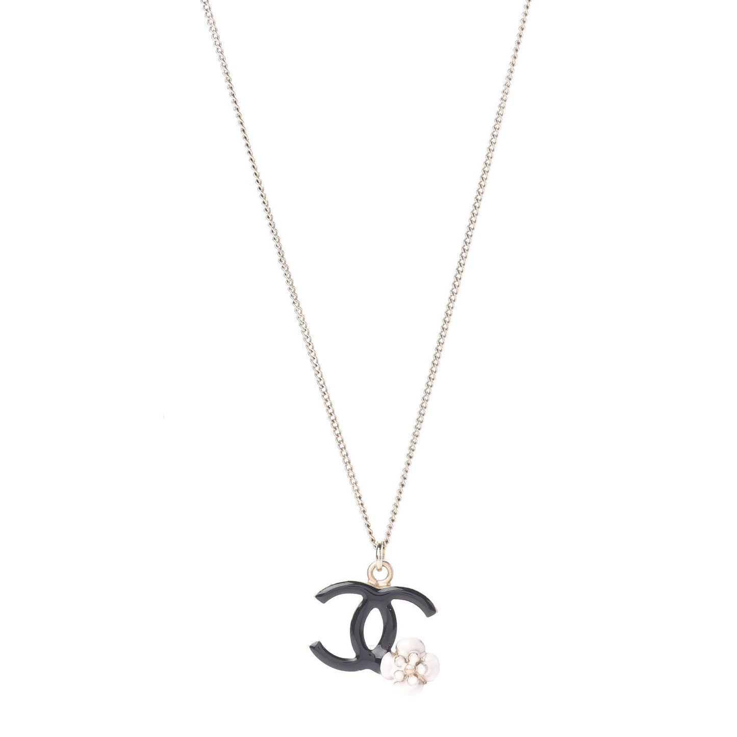 Enamel CC Camelia Necklace Gold Black