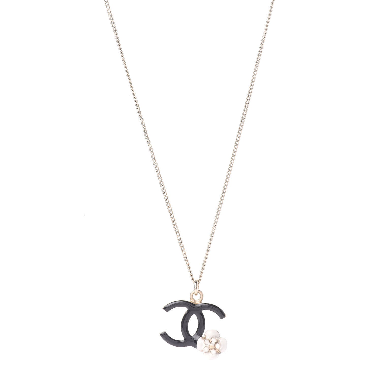 Chanel Enamel CC Camelia Necklace Gold Black 1 of 4