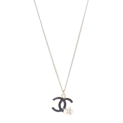 Chanel Enamel CC Camelia Necklace Gold Black 1 of 4