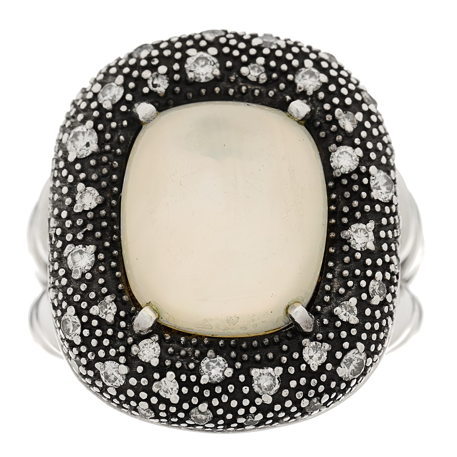 David Yurman Sterling Silver Diamond Mother of Pearl Quartz 14mm Midnight Melange Ring 59 8.75 1 of 5
