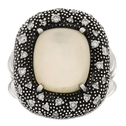 David Yurman Sterling Silver Diamond Mother of Pearl Quartz 14mm Midnight Melange Ring 59 8.75 1 of 5