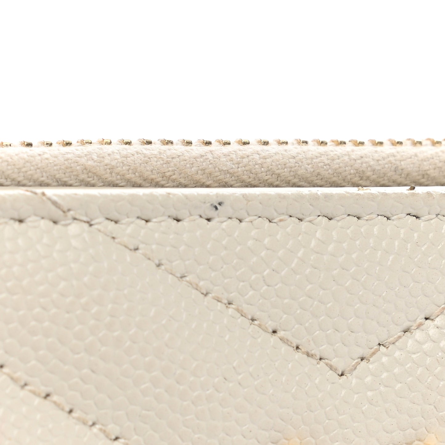 Grain De Poudre Matelasse Chevron Monogram Zipped Card Case Crema Soft