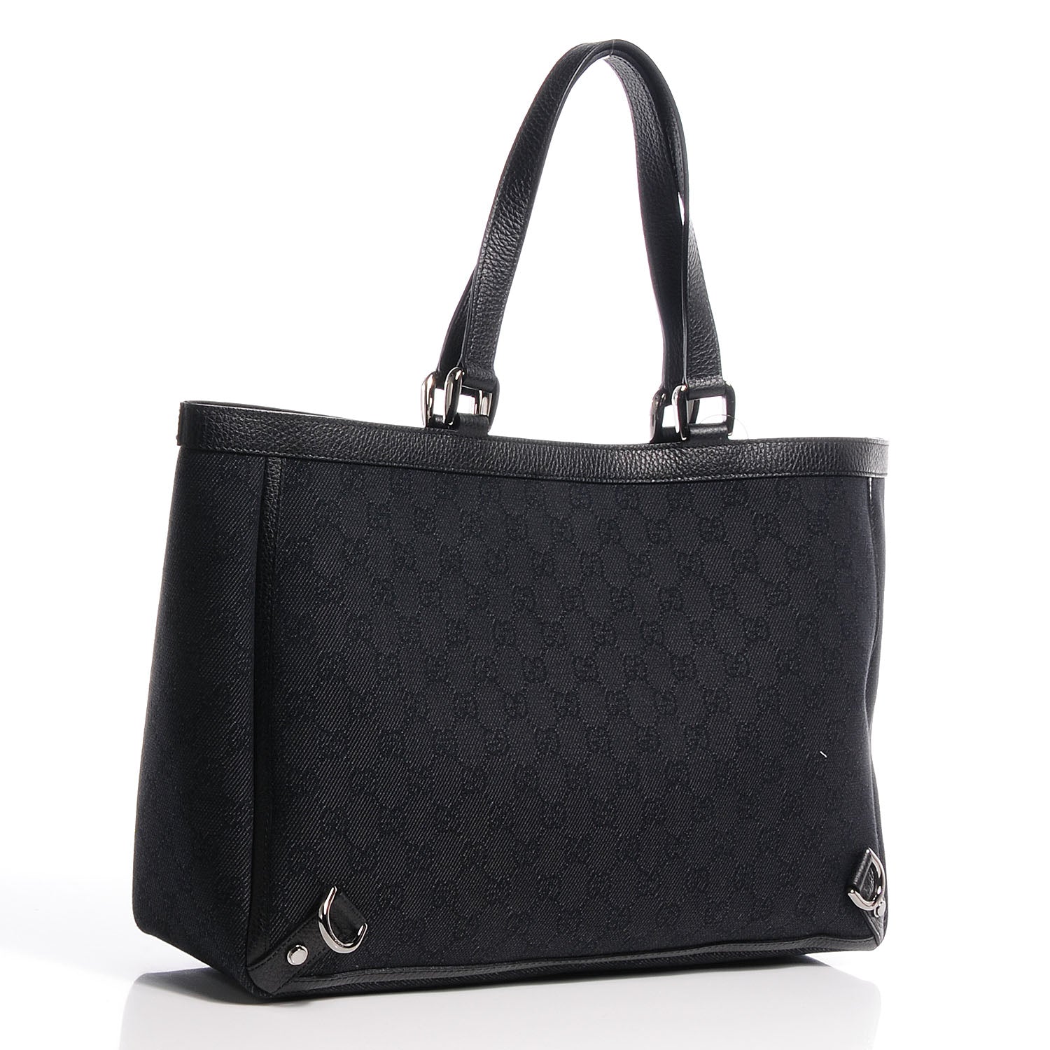 Gucci Denim Monogram Large Abbey Tote Black 3 of 9