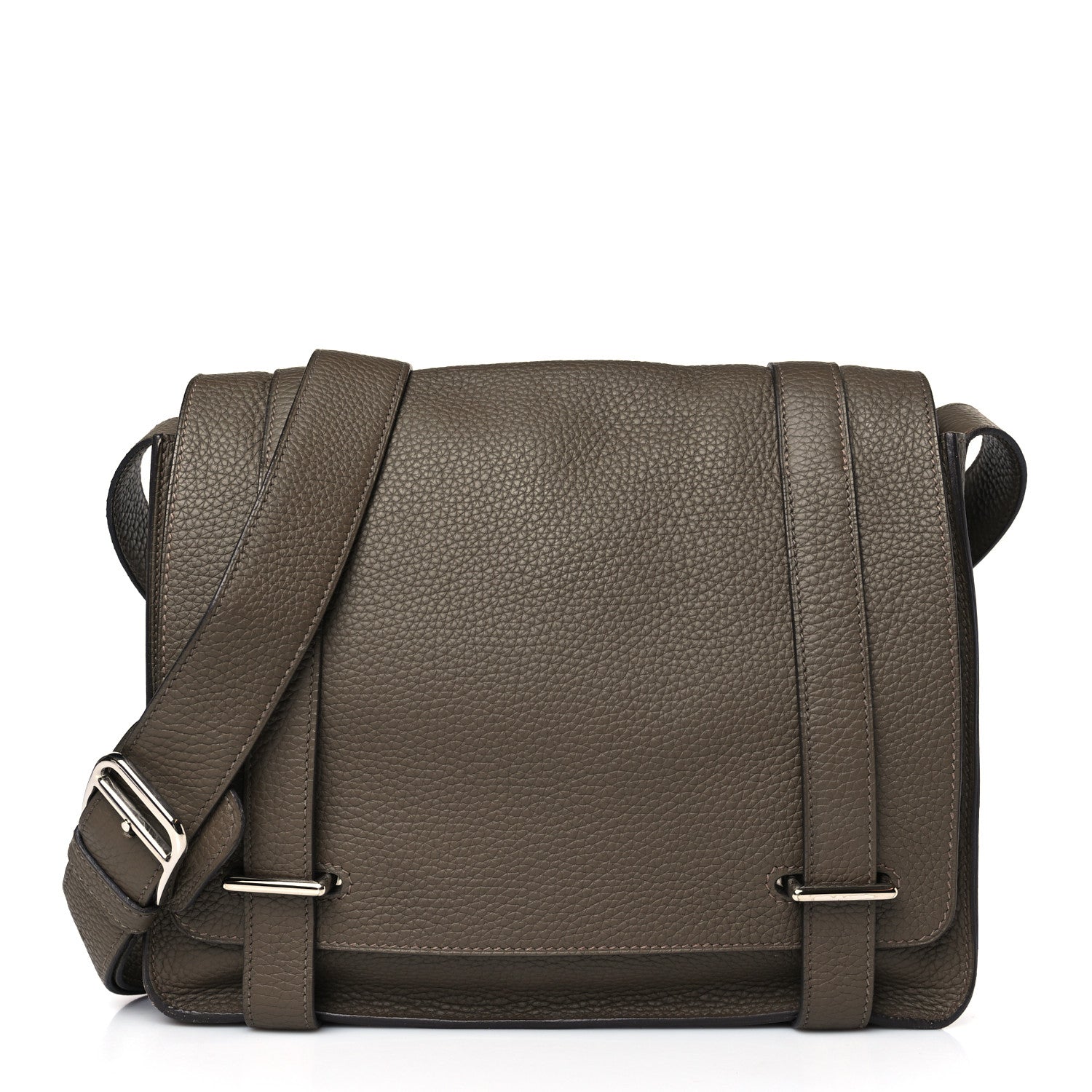 Hermes Taurillon Clemence Steve Messenger 28 Taupe 1 of 9