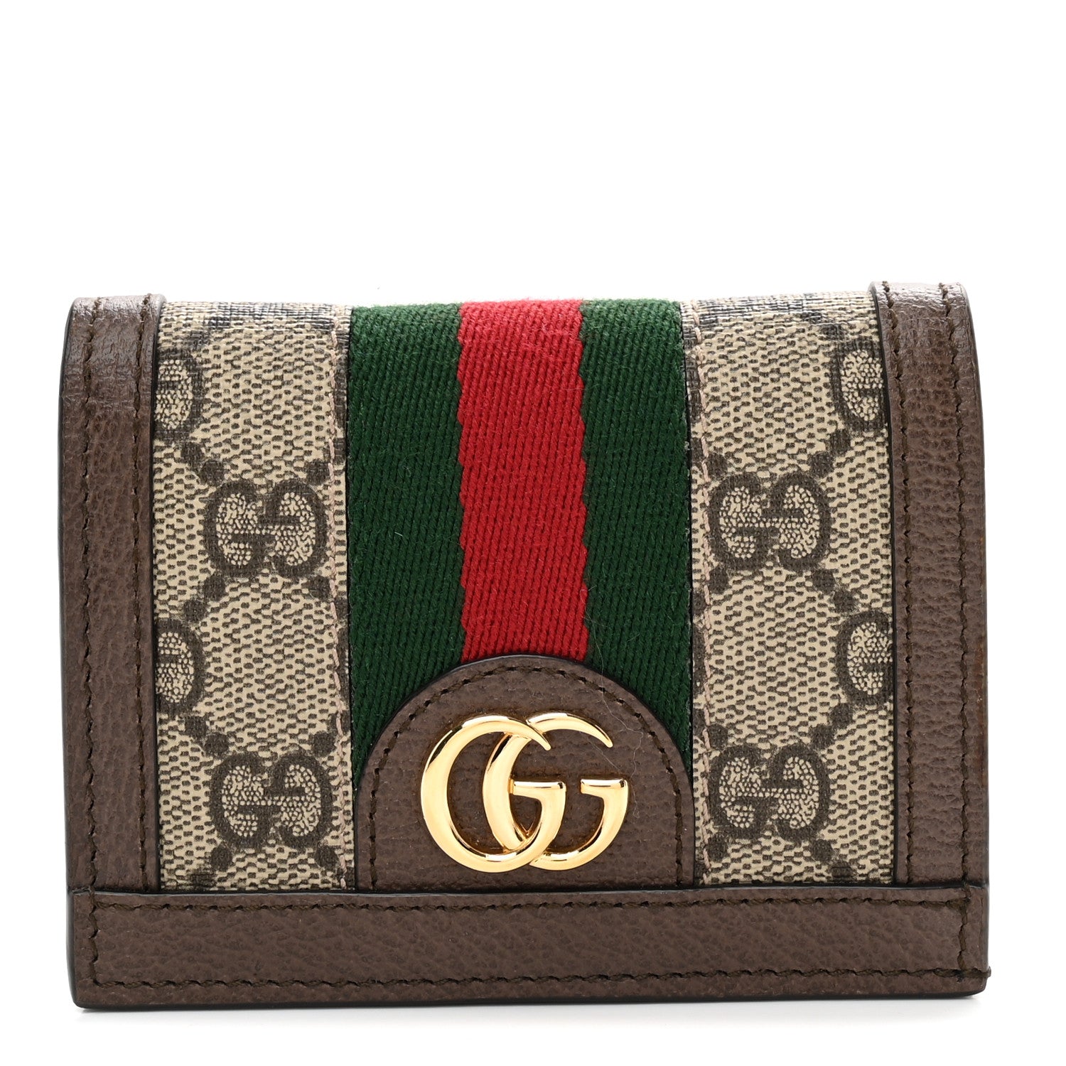 Gucci GG Supreme Monogram Web Ophidia Card Case Beige New Acero 1 of 7