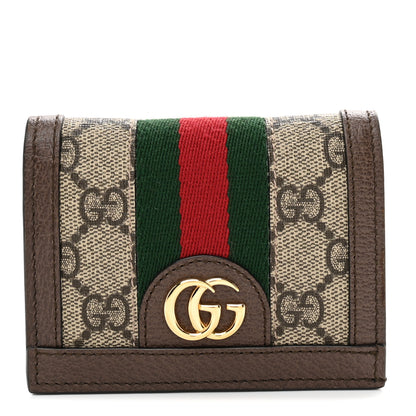 Gucci GG Supreme Monogram Web Ophidia Card Case Beige New Acero 1 of 7