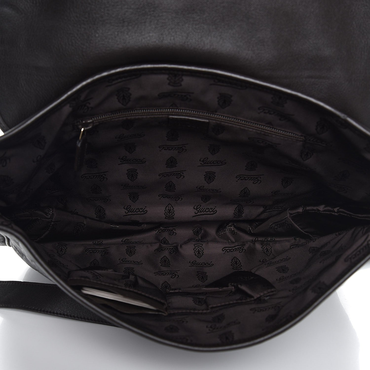 Gucci Guccissima Medium Flap Messenger Bag Black 5 of 8