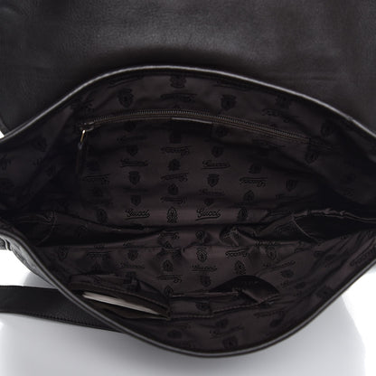 Gucci Guccissima Medium Flap Messenger Bag Black 5 of 8