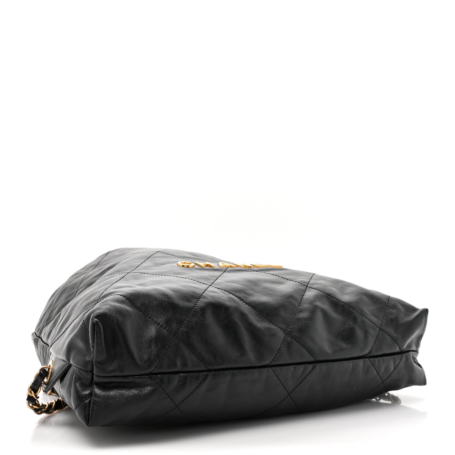 Shiny Calfskin Quilted Chanel 22 Backpack Black