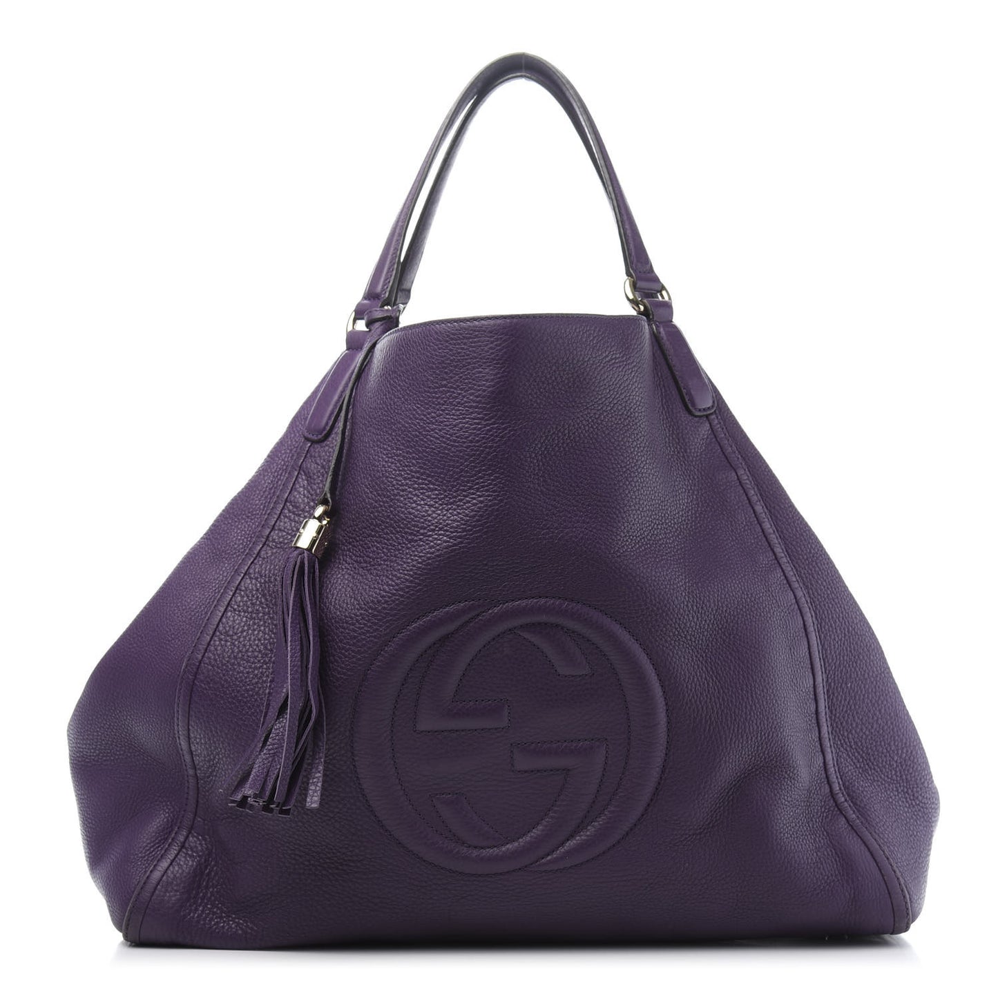 Pebbled Calfskin Large Soho Shoulder Bag Shine Purple