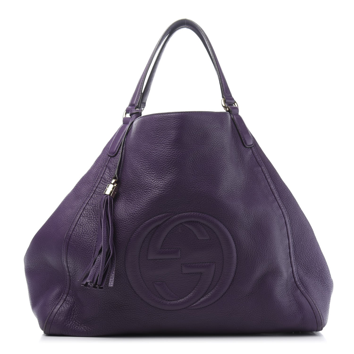 Gucci Pebbled Calfskin Large Soho Shoulder Bag Shine Purple 1 of 13
