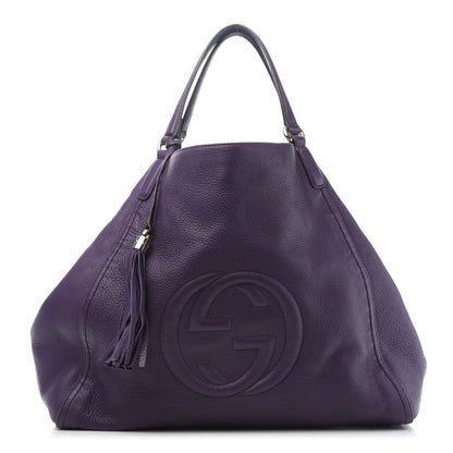 Gucci Pebbled Calfskin Large Soho Shoulder Bag Shine Purple 1 of 13