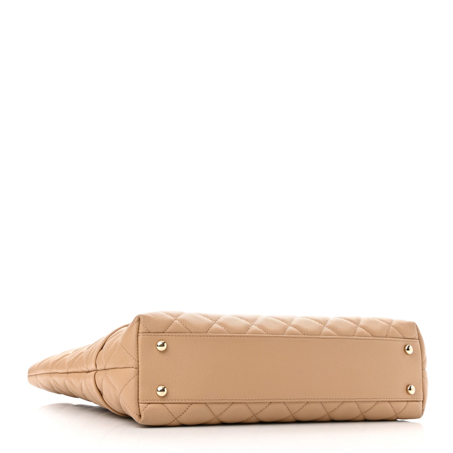 Caviar Quilted Rolled Up Tote Beige