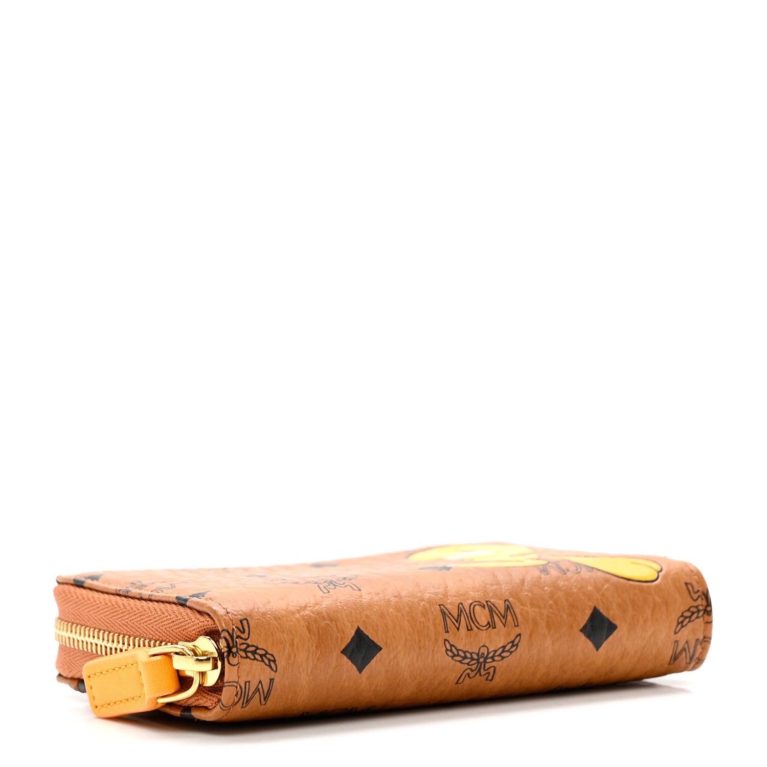 MCM X LOONEY TOONS Visetos Tweety X-Mini Zip Around Wallet Cognac 4 of 6