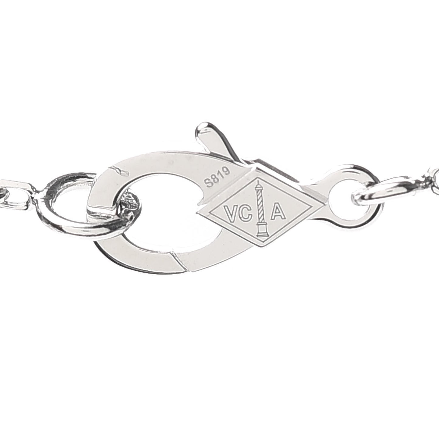 18K White Gold Chalcedony Vintage Alhambra Pendant Necklace