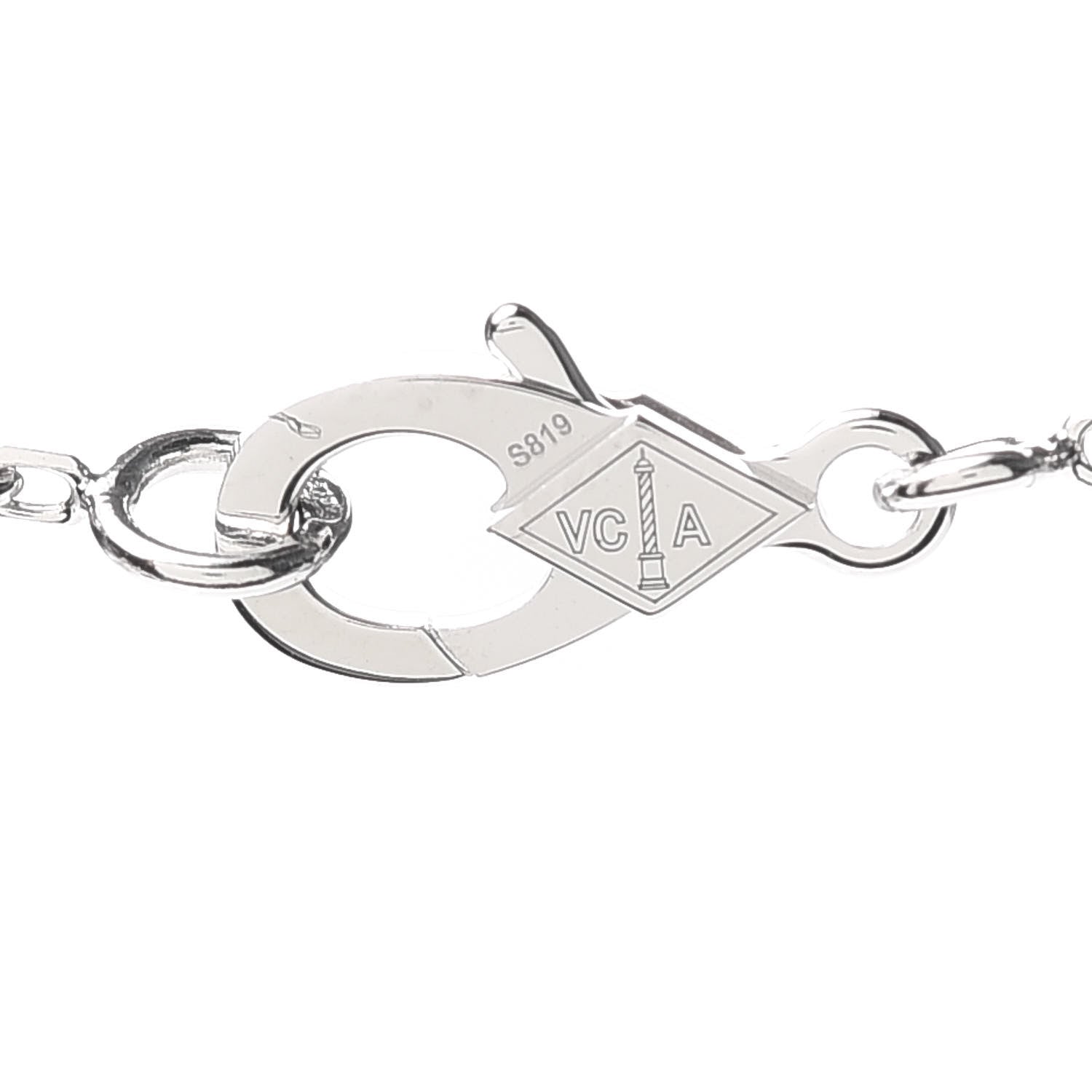 Van Cleef & Arpels 18K White Gold Chalcedony Vintage Alhambra Pendant Necklace 4 of 8