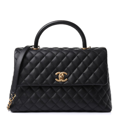 Chanel Caviar Lizard Quilted Medium Coco Handle Flap Black 1 of 14
