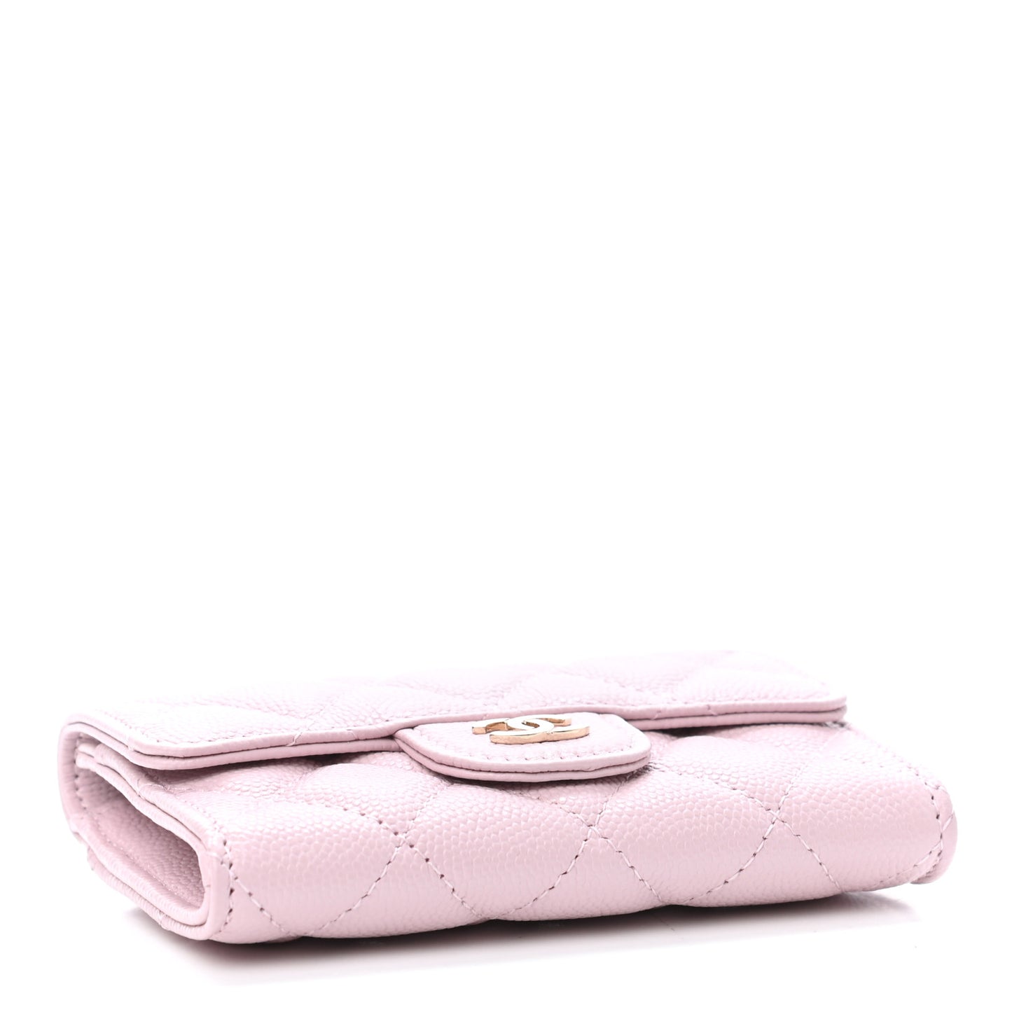 Caviar Quilted Flap Card Holder Wallet Light Pink