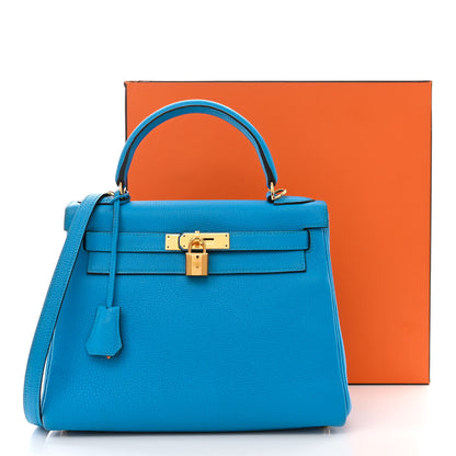 Hermes Togo Kelly Retourne 28 Bleu Zanzibar 13 of 13