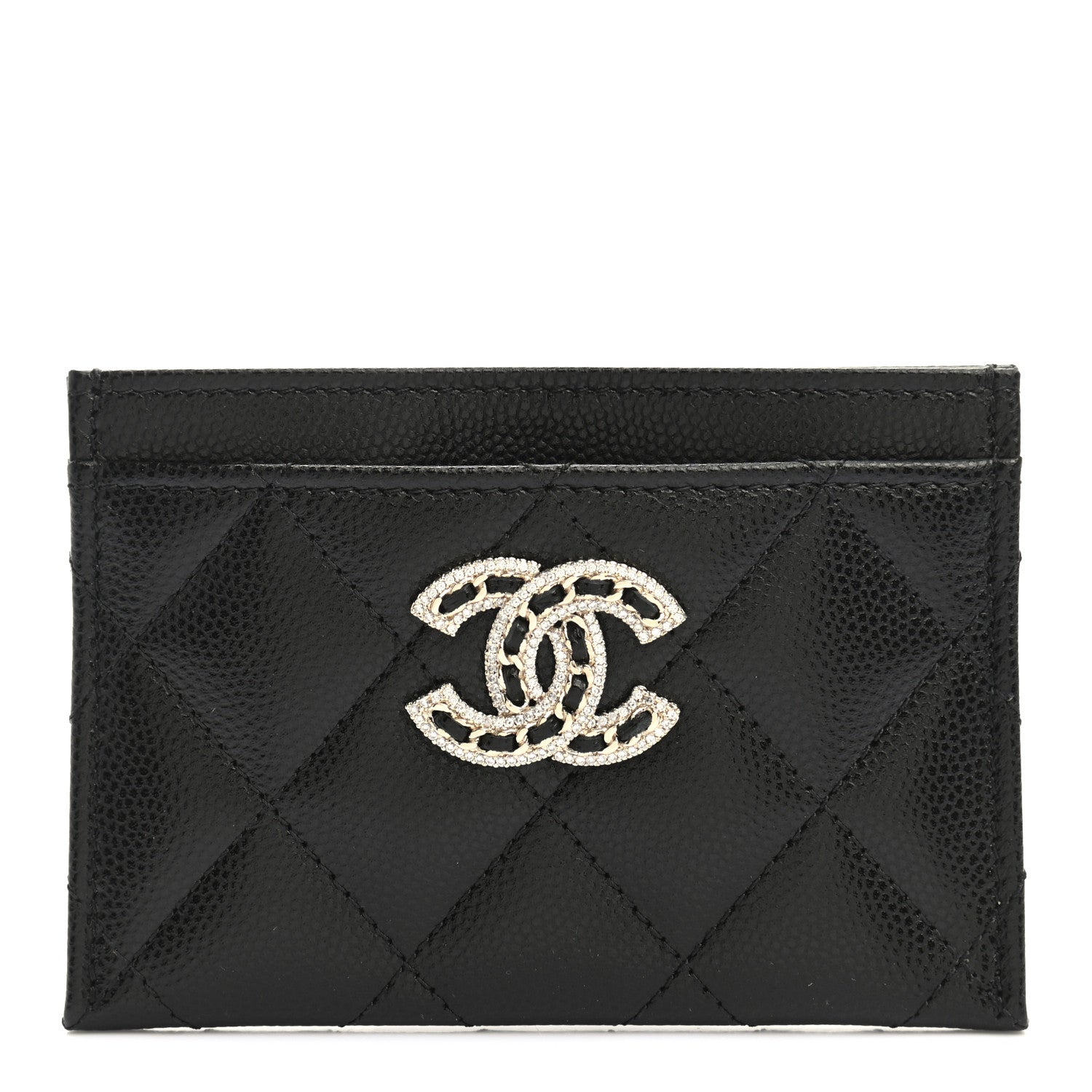 Chanel Caviar Quilted Crystal Card Holder Black 1 of 9