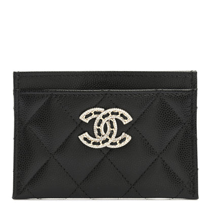 Chanel Caviar Quilted Crystal Card Holder Black 1 of 9