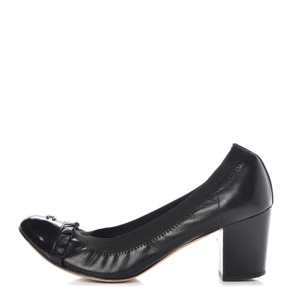 Chanel Lambskin Patent CC Elastic Pumps 36.5 Black 1 of 12
