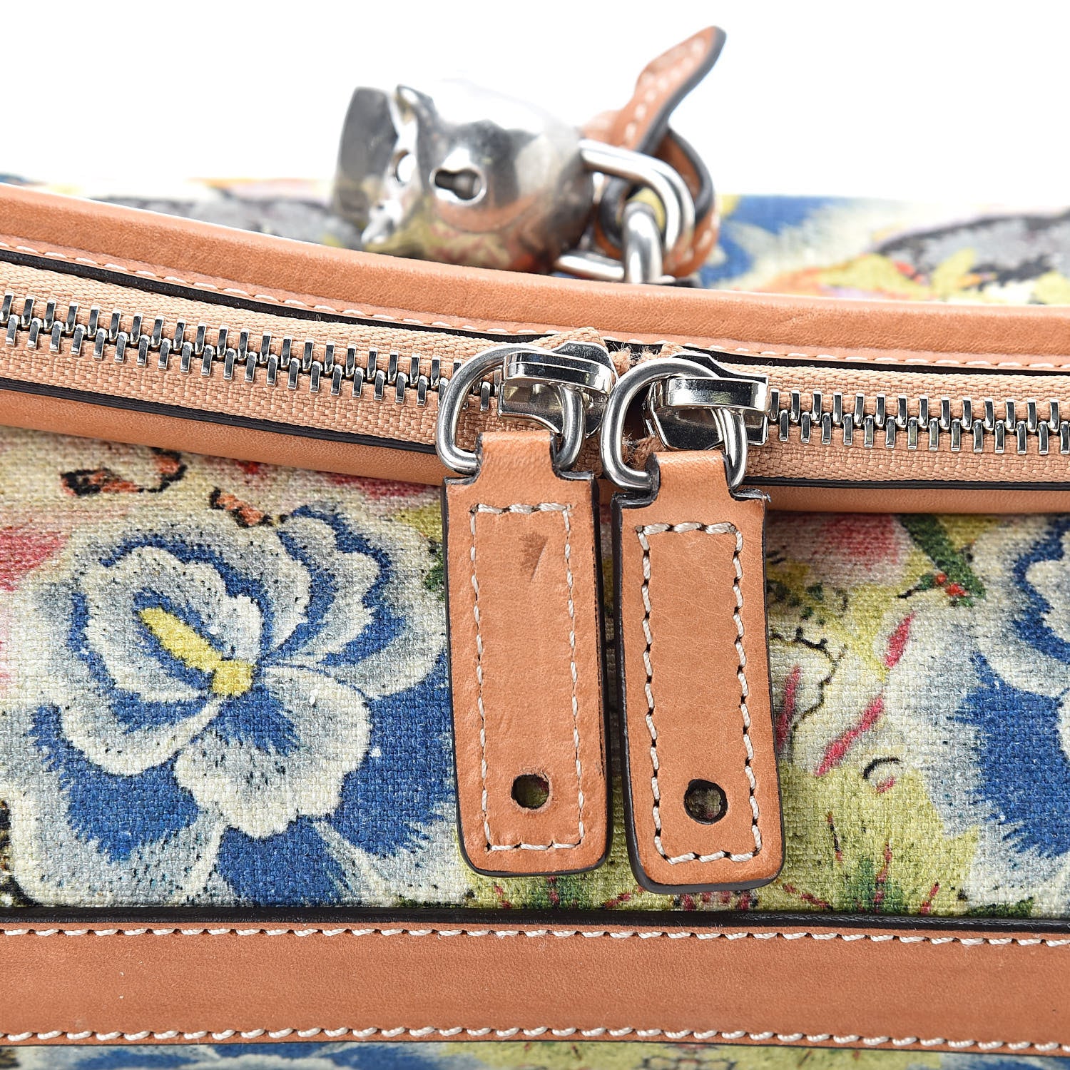 Alexander McQueen Canvas Floral Printed Padlock Skull Clutch Multicolor 8 of 9