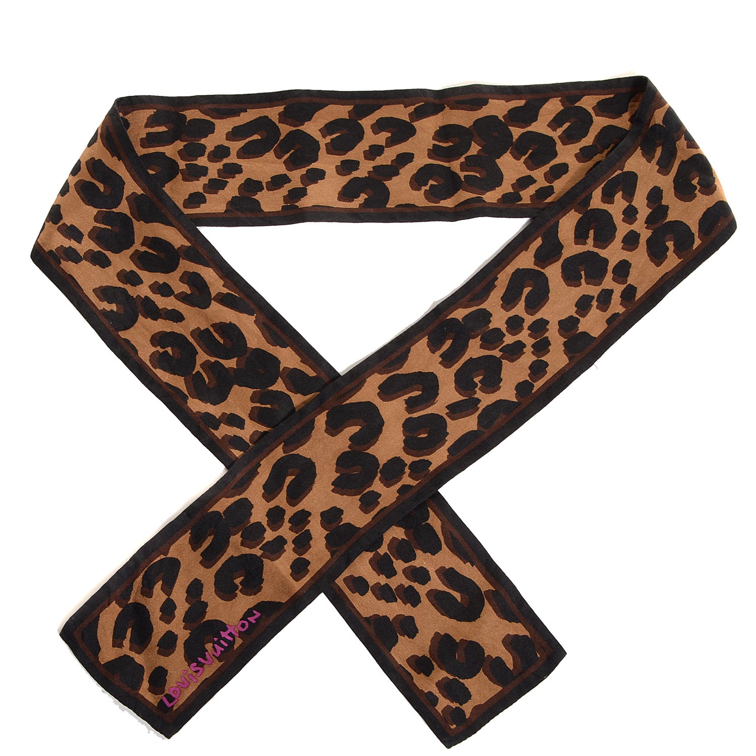 Louis Vuitton Silk Leopard Bandeau Scarf Marron 1 of 6