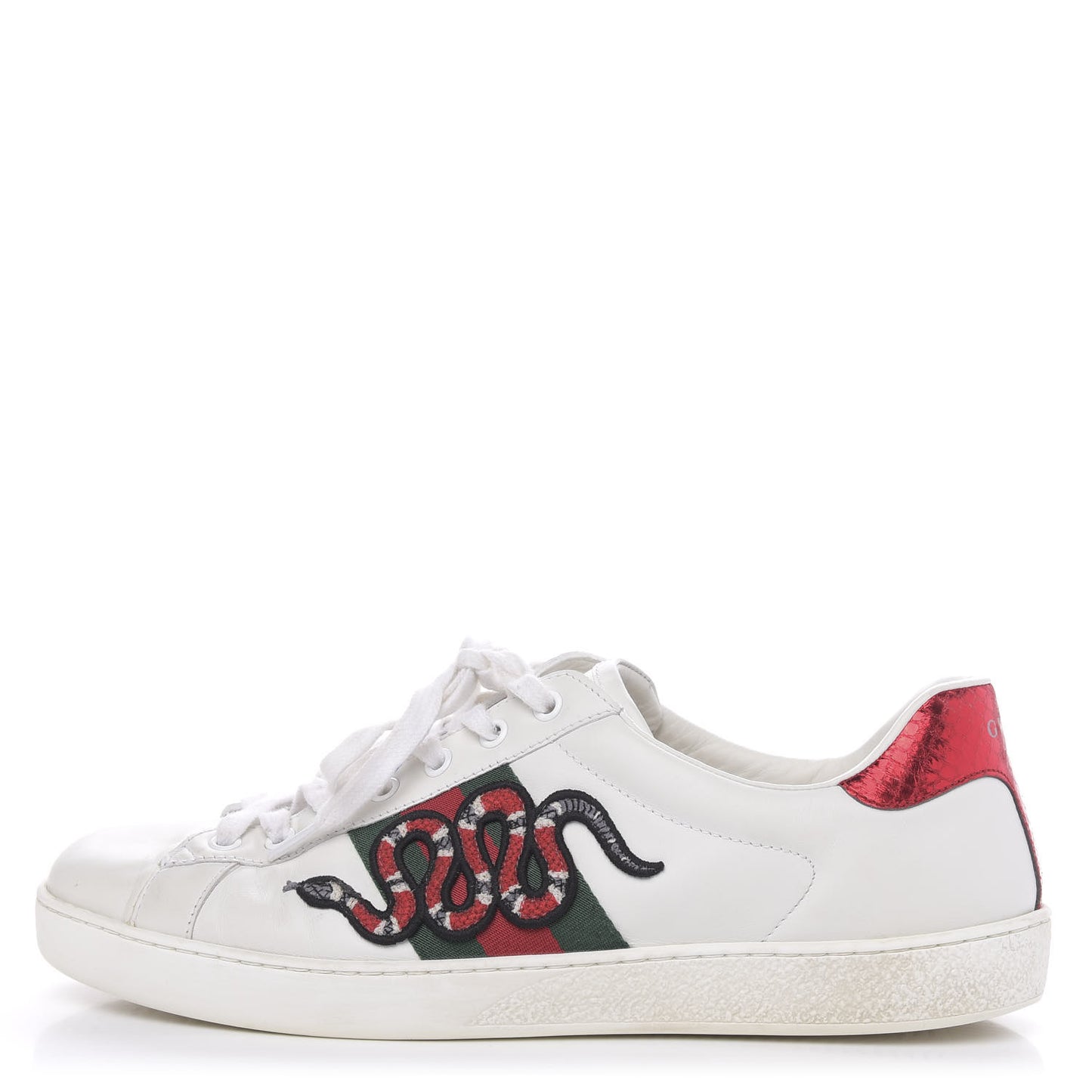 Calfskin Ayers Kingsnake Embroidered Mens Ace Sneakers 9 Green Red