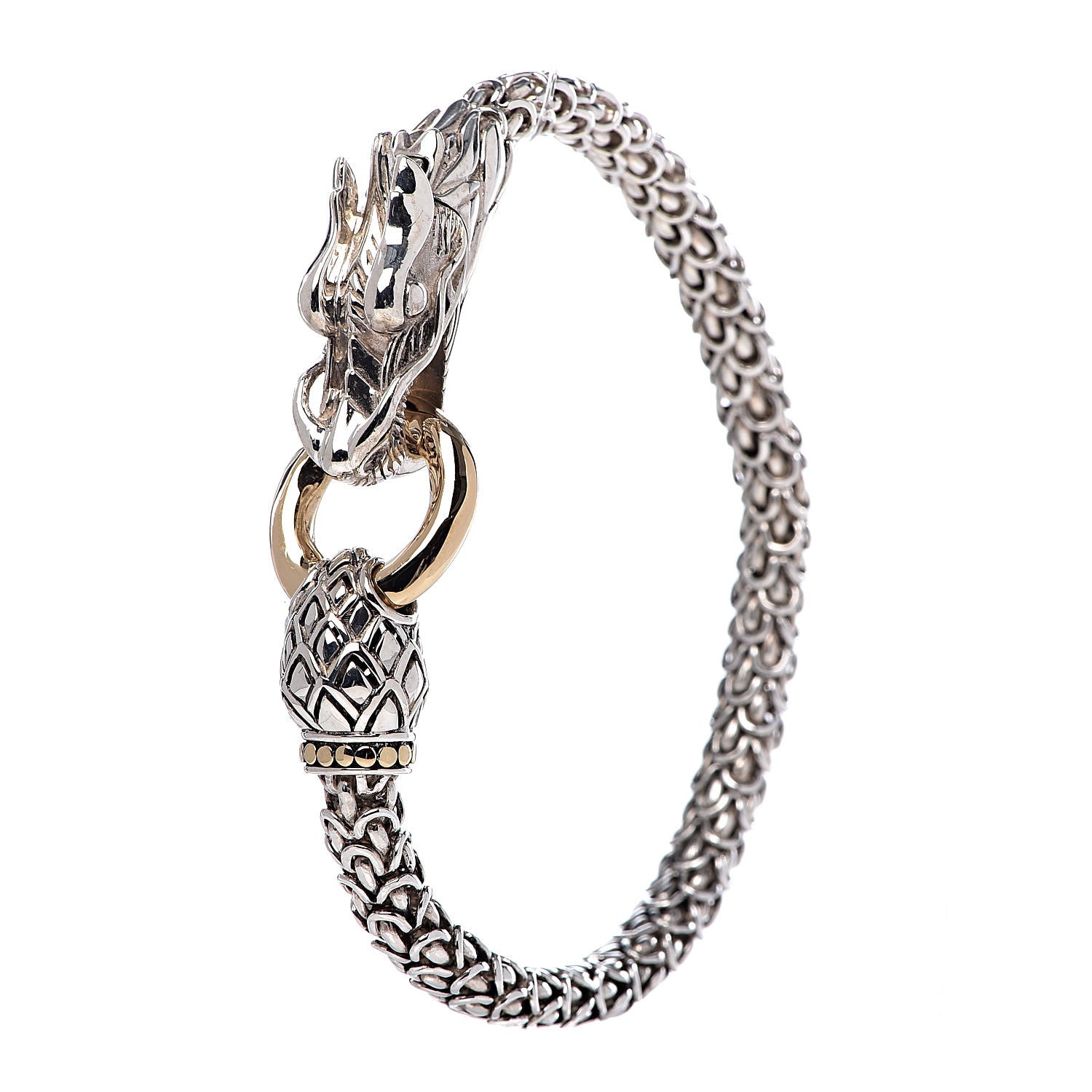 John Hardy Sterling Silver 18K Yellow Gold 6mm Naga Dragon Bracelet 1 of 6