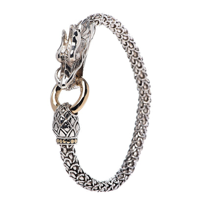 John Hardy Sterling Silver 18K Yellow Gold 6mm Naga Dragon Bracelet 1 of 6