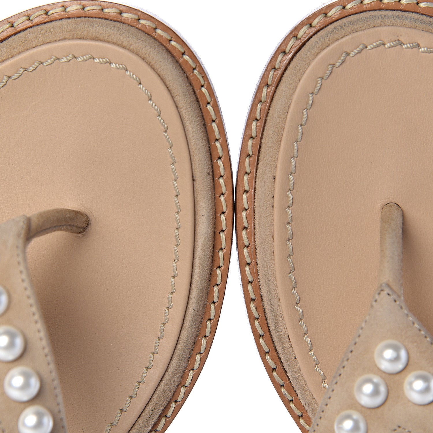 Chanel Suede Pearl Thong Sandals 39 Beige 17 of 19